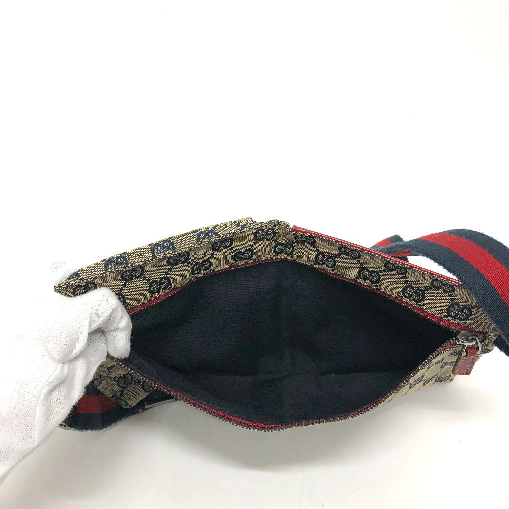 Gucci Belt Bag Bum Body Leather GG Waist Red Canvas Logo Crossbody - Picture 11 of 15